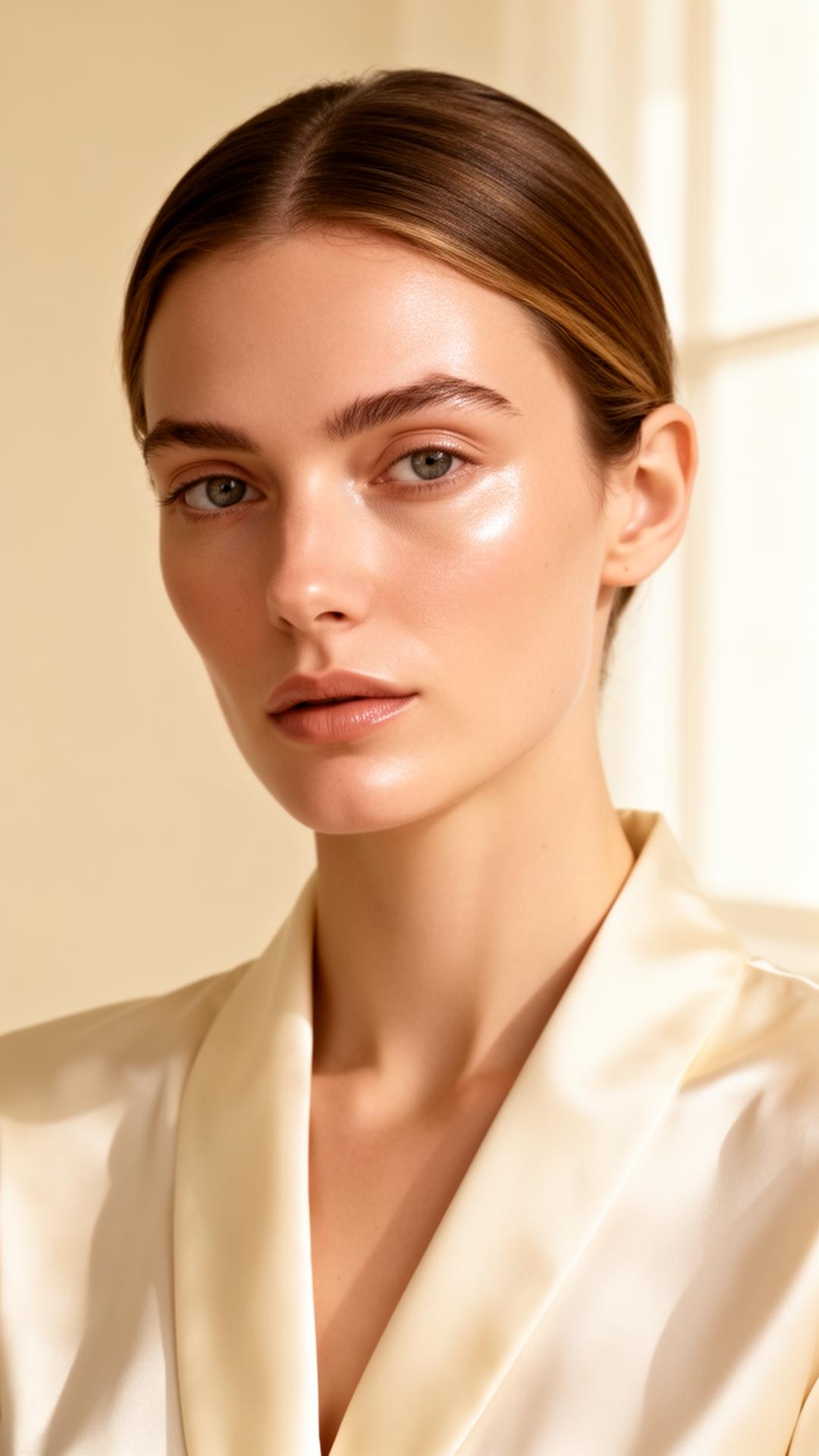 Benex muse with luminous, bare-skin makeup